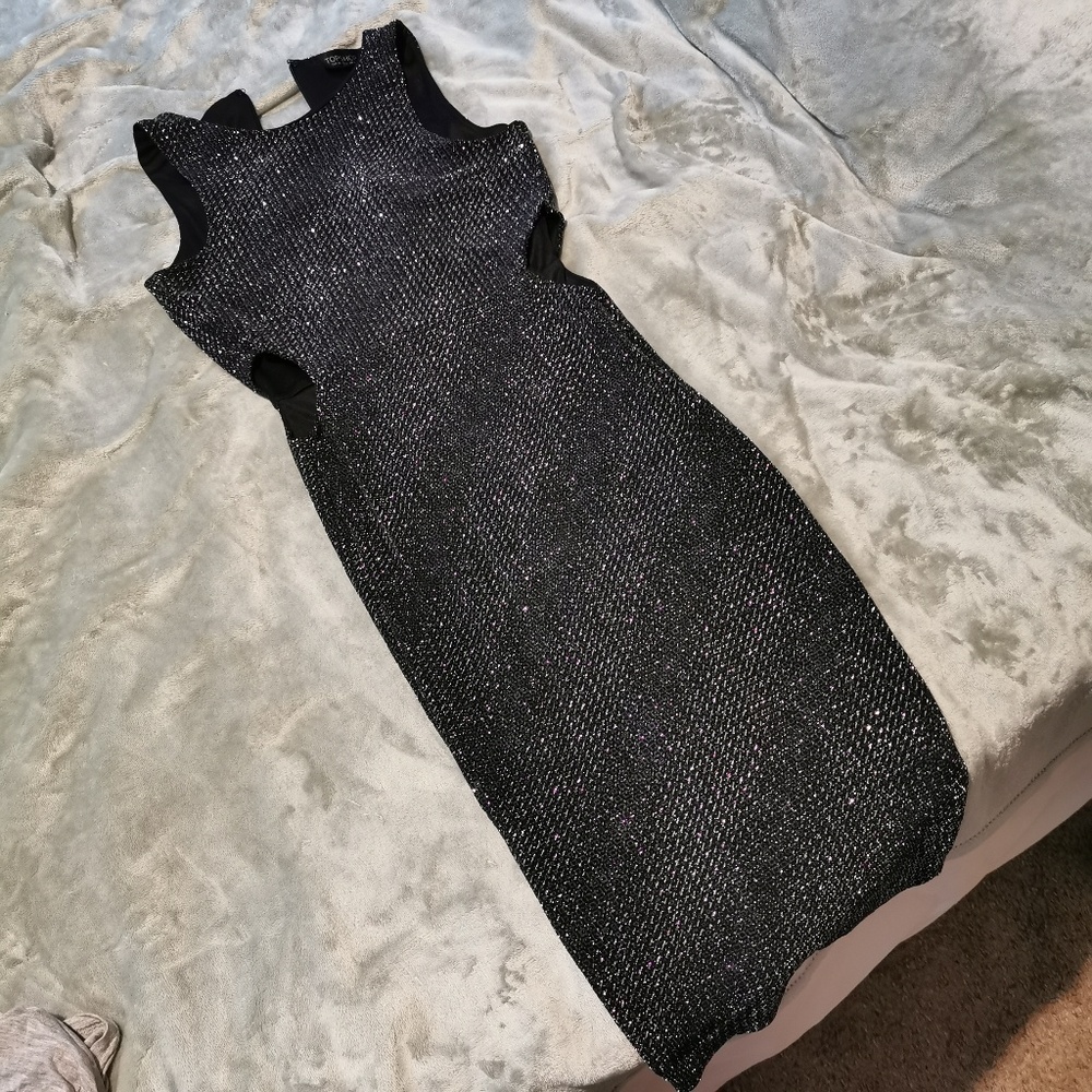 Black blingbling midi dress